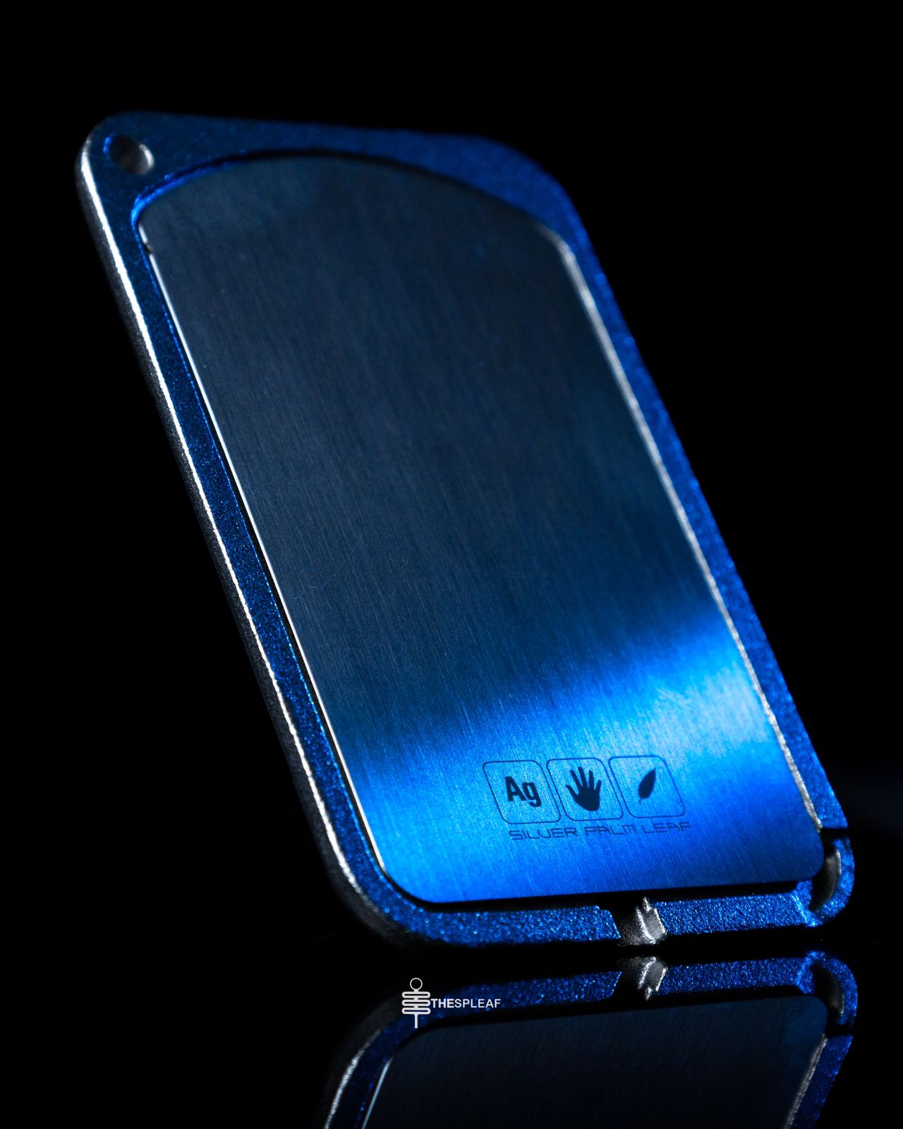 Brushed cobalt back plate with Ag hallmark
